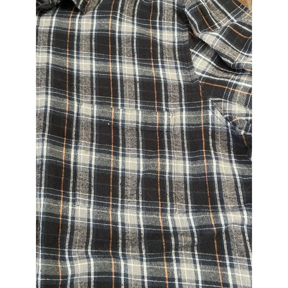 Carbon 2 Cobalt Men's Flannel Shirt Xtra Large Grey Blue Plaid Button Up Casual - Picture 2 of 6